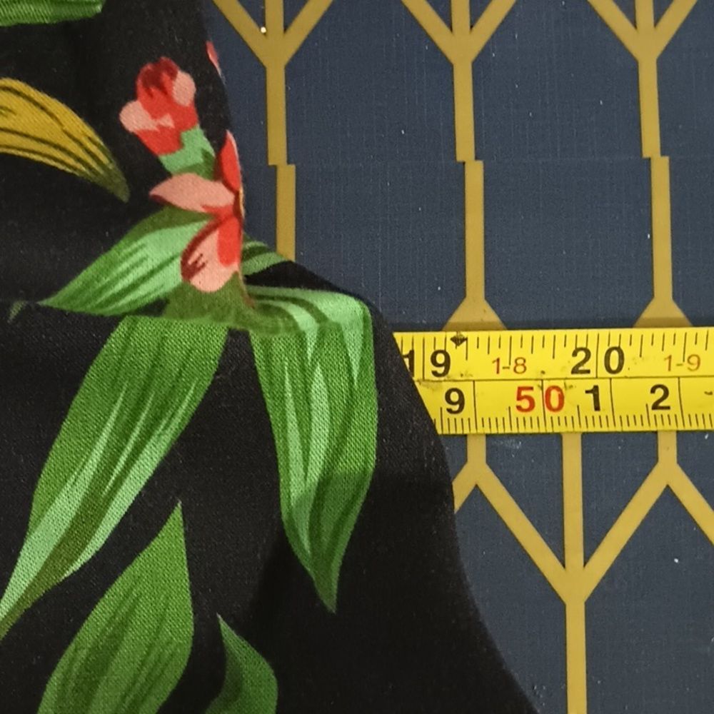 R&K Black Tropical Floral Midi Dress with Green & Yellow Leaf Print - Picture 10 of 14
